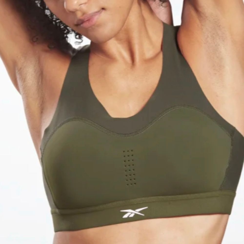 NWT Reebok Pure Move Olive Green Sports Bra Size M/L